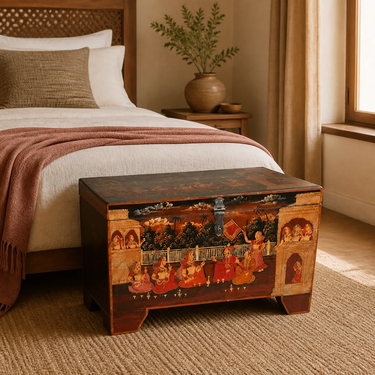 Rajasthan Story Chest staged in a curated room setting one.