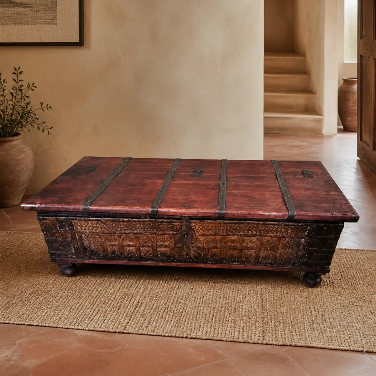Sossus Iron-Strap Chest staged in a curated room setting one.