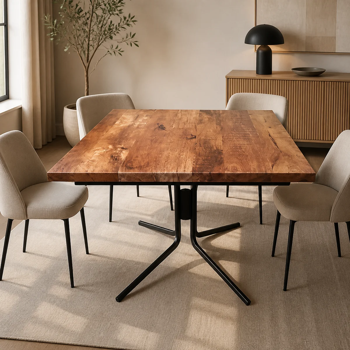 Foundry Spider-Leg Dining Table staged in a curated room setting one.