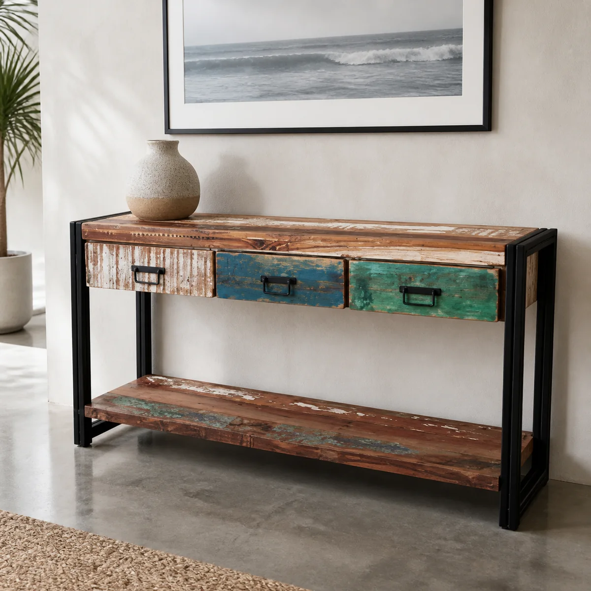 Swakop Colourblock Console staged in a curated room setting one.
