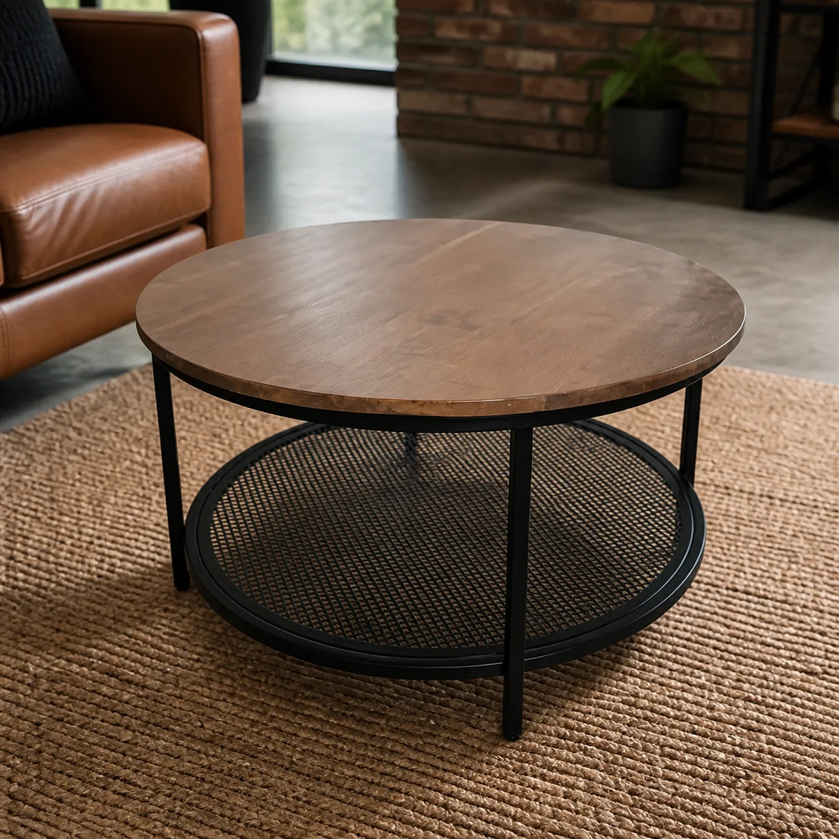 Foundry Mesh-Shelf Coffee Table staged in a curated room setting one.
