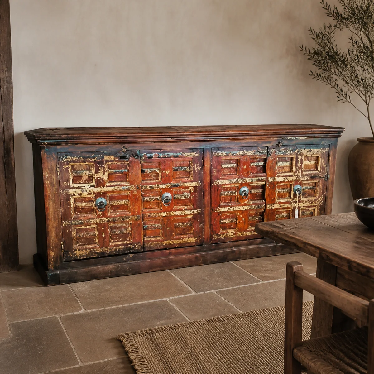 Damaraland Mosaic Sideboard staged in a curated room setting one.