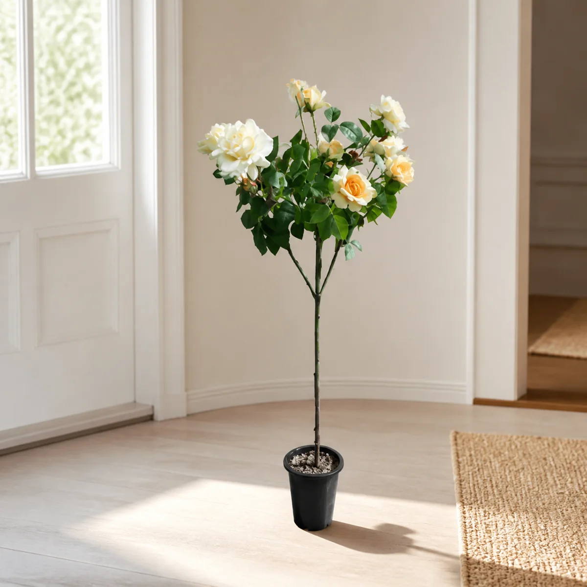 Golden Rose Standard Plant staged in a curated room setting one.