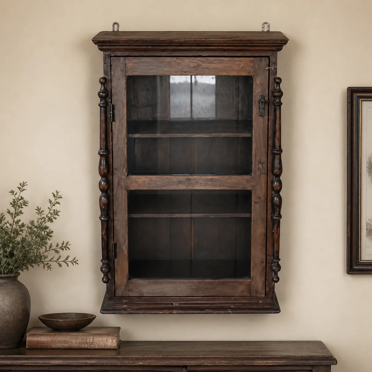 Spindle-Trim Wall Display staged in a curated room setting one.