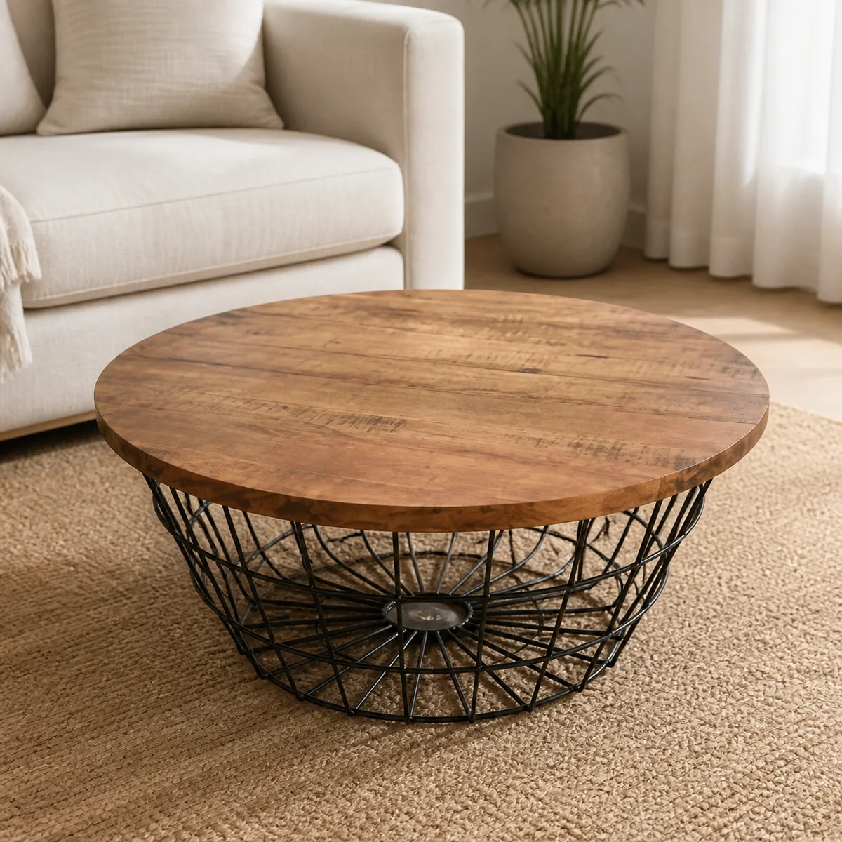 Ongava Basket Coffee Table staged in a curated room setting one.